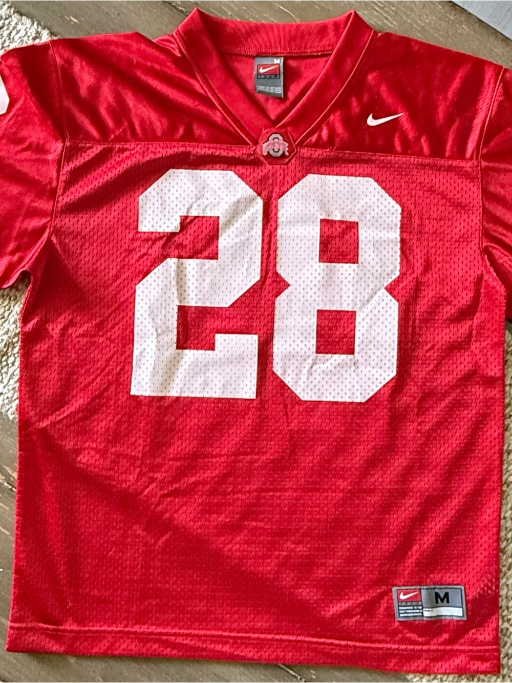 Y2K Nike Team Ohio State Buckeyes #28 Youth Medium Football Jersey Red OSU